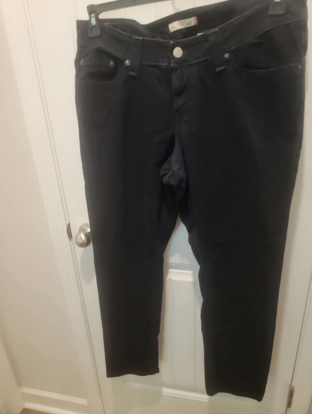 Levi's 542 Low Rise Skinny Leg Plus Size 20 Black Denim Blue Jeans 32" Inseam